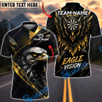 BlueJose Darts Eagle Vision Golden Wing Design Personalized Name, Team Name Unisex Shirt (6 Colors)