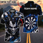 BlueJose Darts Evil Jester Chaos Design Personalized Name, Team Name Unisex Shirt (4 Colors)