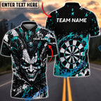BlueJose Darts Evil Jester Chaos Design Personalized Name, Team Name Unisex Shirt (4 Colors)