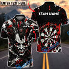 BlueJose Darts Evil Jester Chaos Design Personalized Name, Team Name Unisex Shirt (4 Colors)