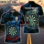 BlueJose Darts Skull Gothic Snake Rose Art Personalized Name, Team Name Unisex Shirt (4 Colors)