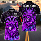 BlueJose Darts Lion Neon Flame Artwork Personalized Name, Team Name Unisex Shirt (4 Colors)