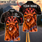 BlueJose Darts Lion Neon Flame Artwork Personalized Name, Team Name Unisex Shirt (4 Colors)