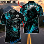 BlueJose Darts Grim Reaper Skull Flame Dark Fantasy Design Personalized Name, Team Name Unisex Shirt (4 Colors)