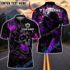 BlueJose Darts Grim Reaper Skull Flame Dark Fantasy Design Personalized Name, Team Name Unisex Shirt (4 Colors)