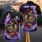BlueJose Darts Sugar Skull Rose Gothic Flame Personalized Name, Team Name Unisex Shirt (4 Colors)
