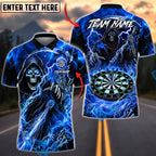 BlueJose Darts Grim Reaper Electric Lightning Personalized Name, Team Name Unisex Shirt (4 Colors)