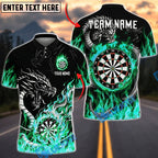 BlueJose Darts Fire Dragon Flaming Dartboard Personalized Name, Team Name Unisex Shirt (4 Colors)