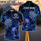 BlueJose Darts Skull Rose Gothic Dark Personalized Name, Team Name Unisex Shirt (4 Colors)