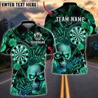 BlueJose Darts Skull Rose Gothic Dark Personalized Name, Team Name Unisex Shirt (4 Colors)