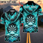 BlueJose Darts Flaming Eagle Skull Lightning Personalized Name, Team Name Unisex Shirt (4 Colors)