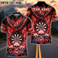 BlueJose Darts Flaming Eagle Skull Lightning Personalized Name, Team Name Unisex Shirt (4 Colors)