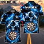 BlueJose Darts Grim Reaper Skull Lightning Hold Dartboard Personalized Name, Team Name Unisex Shirt (4 Colors)