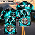 BlueJose Darts Grim Reaper Skull Lightning Hold Dartboard Personalized Name, Team Name Unisex Shirt (4 Colors)