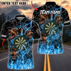 BlueJose Darts Thunder Flame Hell Cerberus Personalized Name, Team Name Unisex Shirt (4 Colors)