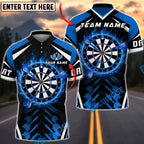 BlueJose Darts Flaming Dartboard and Flying Arrow Personalized Name, Team Name Unisex Shirt (4 Colors)