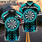 BlueJose Darts Flaming Dartboard and Flying Arrow Personalized Name, Team Name Unisex Shirt (4 Colors)