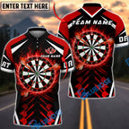BlueJose Darts Flaming Dartboard and Flying Arrow Personalized Name, Team Name Unisex Shirt (4 Colors)