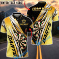 BlueJose Darts Dartboard Gold Lightning Strike Personalized Name, Team Name Unisex Shirt (6 Colors)