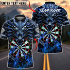 BlueJose Darts Dark Dragon Flaming Dartboard Design Personalized Name, Team Name Unisex Shirt (4 Colors)