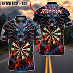 BlueJose Darts Dark Dragon Flaming Dartboard Design Personalized Name, Team Name Unisex Shirt (4 Colors)
