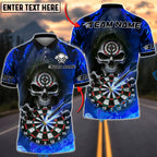 BlueJose Darts Flaming Inferno Skull Dartboard Design Personalized Name, Team Name Unisex Shirt (4 Colors)