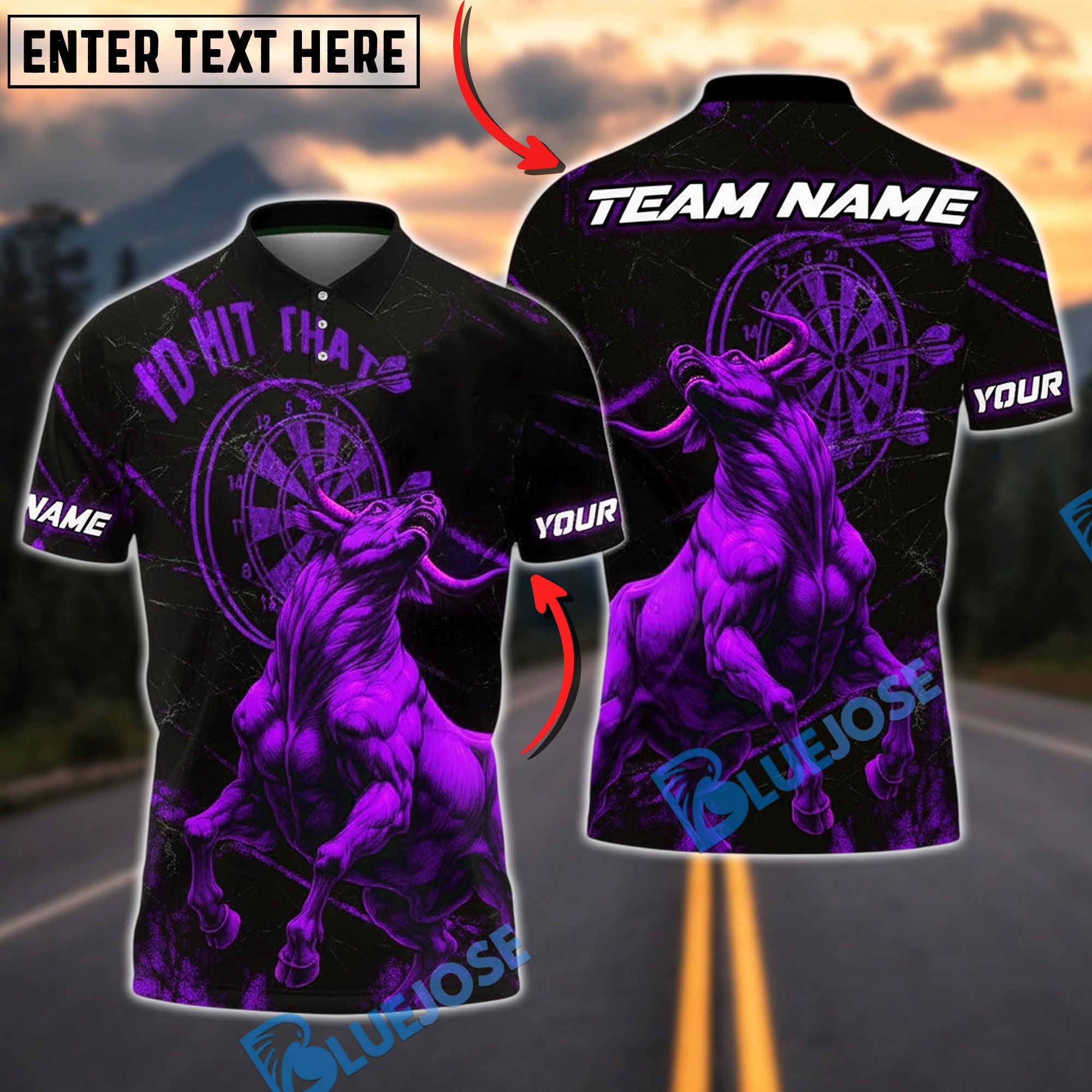 BlueJose Darts Bull I'd Hit That Design Personalized Name, Team Name Unisex Shirt (4 Colors)