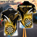 BlueJose Darts Golden Flame Dartboard Personalized Name, Team Name Shirt (4 Colors)