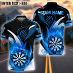 BlueJose Darts Golden Flame Dartboard Personalized Name, Team Name Shirt (4 Colors)
