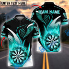 BlueJose Darts Golden Flame Dartboard Personalized Name, Team Name Shirt (4 Colors)