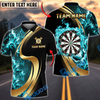 BlueJose Darts Flaming Dartboard Black And Gold Personalized Name, Team Name Unisex Shirt (4 Colors)