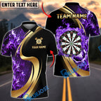 BlueJose Darts Flaming Dartboard Black And Gold Personalized Name, Team Name Unisex Shirt (4 Colors)
