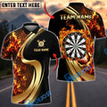 BlueJose Darts Flaming Dartboard Black And Gold Personalized Name, Team Name Unisex Shirt (4 Colors)