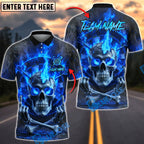 BlueJose Darts Flaming Hell Skull Skeleton Middle Finger Personalized Name, Team Name Unisex Shirt (4 Colors)