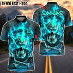 BlueJose Darts Flaming Hell Skull Skeleton Middle Finger Personalized Name, Team Name Unisex Shirt (4 Colors)