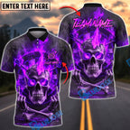 BlueJose Darts Flaming Hell Skull Skeleton Middle Finger Personalized Name, Team Name Unisex Shirt (4 Colors)