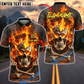 BlueJose Darts Flaming Hell Skull Skeleton Middle Finger Personalized Name, Team Name Unisex Shirt (4 Colors)