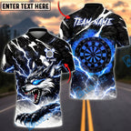 BlueJose Darts Neon Thunder Wolf Strike Design Personalized Name, Team Name Unisex Shirt (4 Colors)