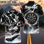 BlueJose Darts Neon Thunder Wolf Strike Design Personalized Name, Team Name Unisex Shirt (4 Colors)