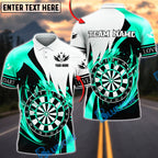 BlueJose Darts Dartboard Swirl Flame Black White Personalized Name, Team Name Unisex Shirt (6 Colors)
