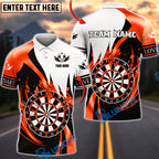 BlueJose Darts Dartboard Swirl Flame Black White Personalized Name, Team Name Unisex Shirt (6 Colors)