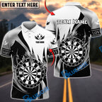 BlueJose Darts Dartboard Swirl Flame Black White Personalized Name, Team Name Unisex Shirt (6 Colors)