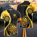 BlueJose Darts Gold Flame Water Dartboard Personalized Name, Team Name Unisex Shirt (6 Colors)