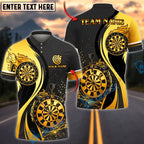 BlueJose Darts Gold Flame Water Dartboard Personalized Name, Team Name Unisex Shirt (6 Colors)