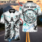 BlueJose Darts Angel God Cross Splash Personalized Name, Team Name Unisex Shirt (4 Colors)
