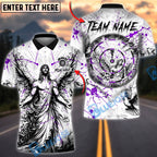 BlueJose Darts Angel God Cross Splash Personalized Name, Team Name Unisex Shirt (4 Colors)