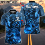 BlueJose Darts Tribal Skeleton Dartboard Fire Personalized Name, Team Name Unisex Shirt (4 Colors)