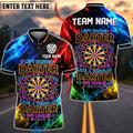 BlueJose Darts Left Handed Darter Colorful Neon Dartboard Design Personalized Name Shirt