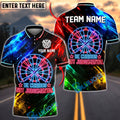 BlueJose Darts Be Curious Not Judgemental Neon Dartboard Design Personalized Name Shirt