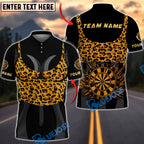 BlueJose Darts Leopard Print Dartboard & Flying Arrow Personalized Name, Team Name Unisex Shirt (4 Colors)